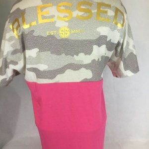 Simply Southern NWT Gray/Pink Blessed Top Camo
